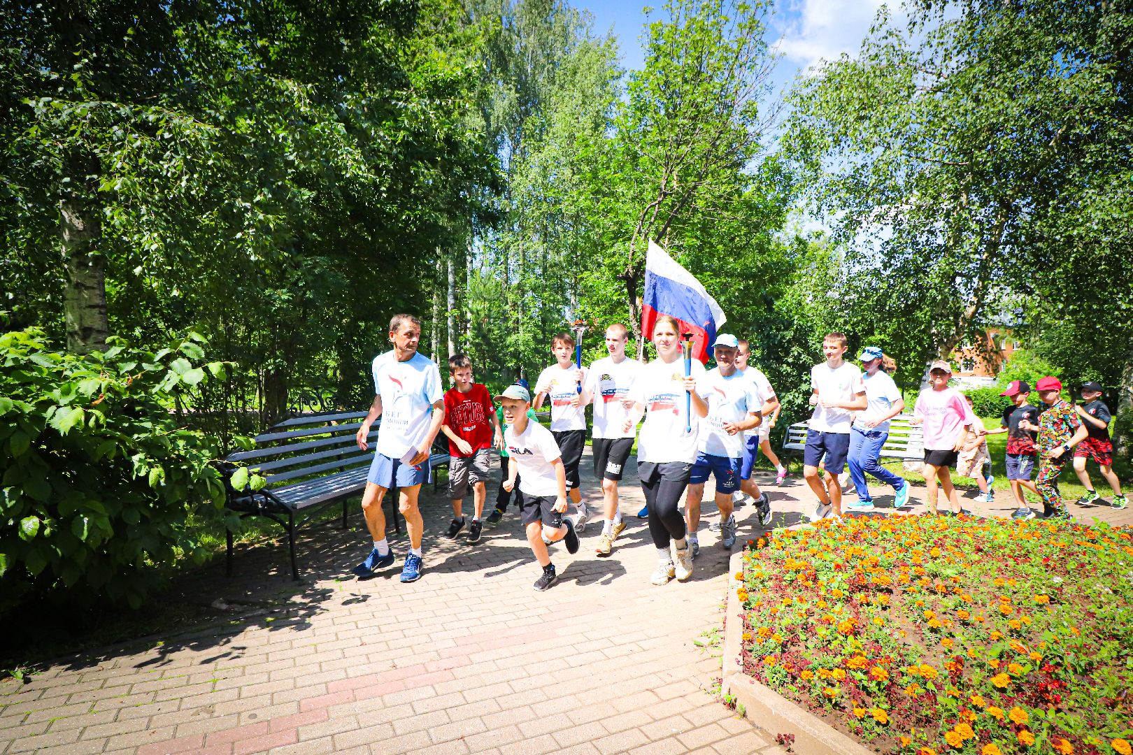 клин, спорт, бег, дети, факельная эстафета ,