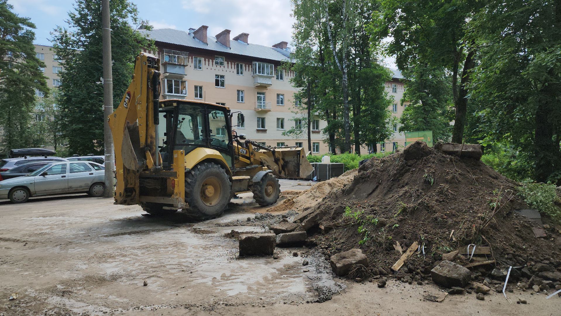 Благоустройство двора, Щелково, Монино, Замена бордюров,