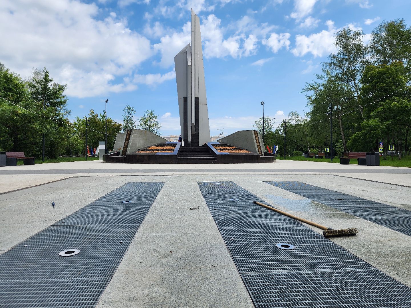 фонтаны, уборка города, фрязино, площадь победы,