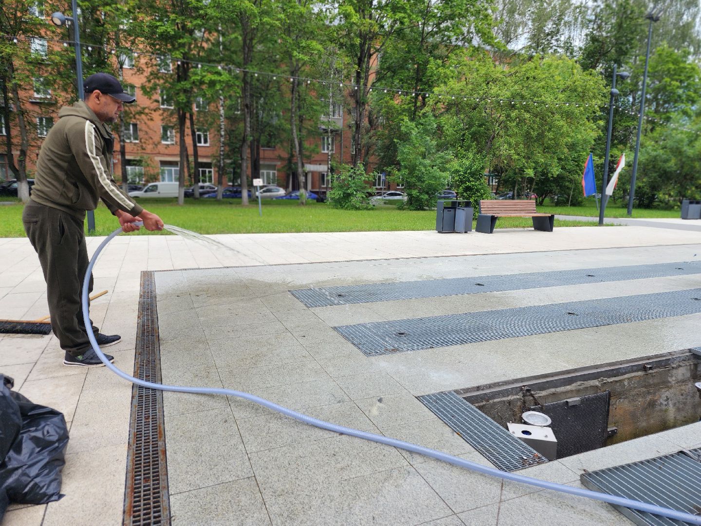 фонтаны, уборка города, фрязино, площадь победы,