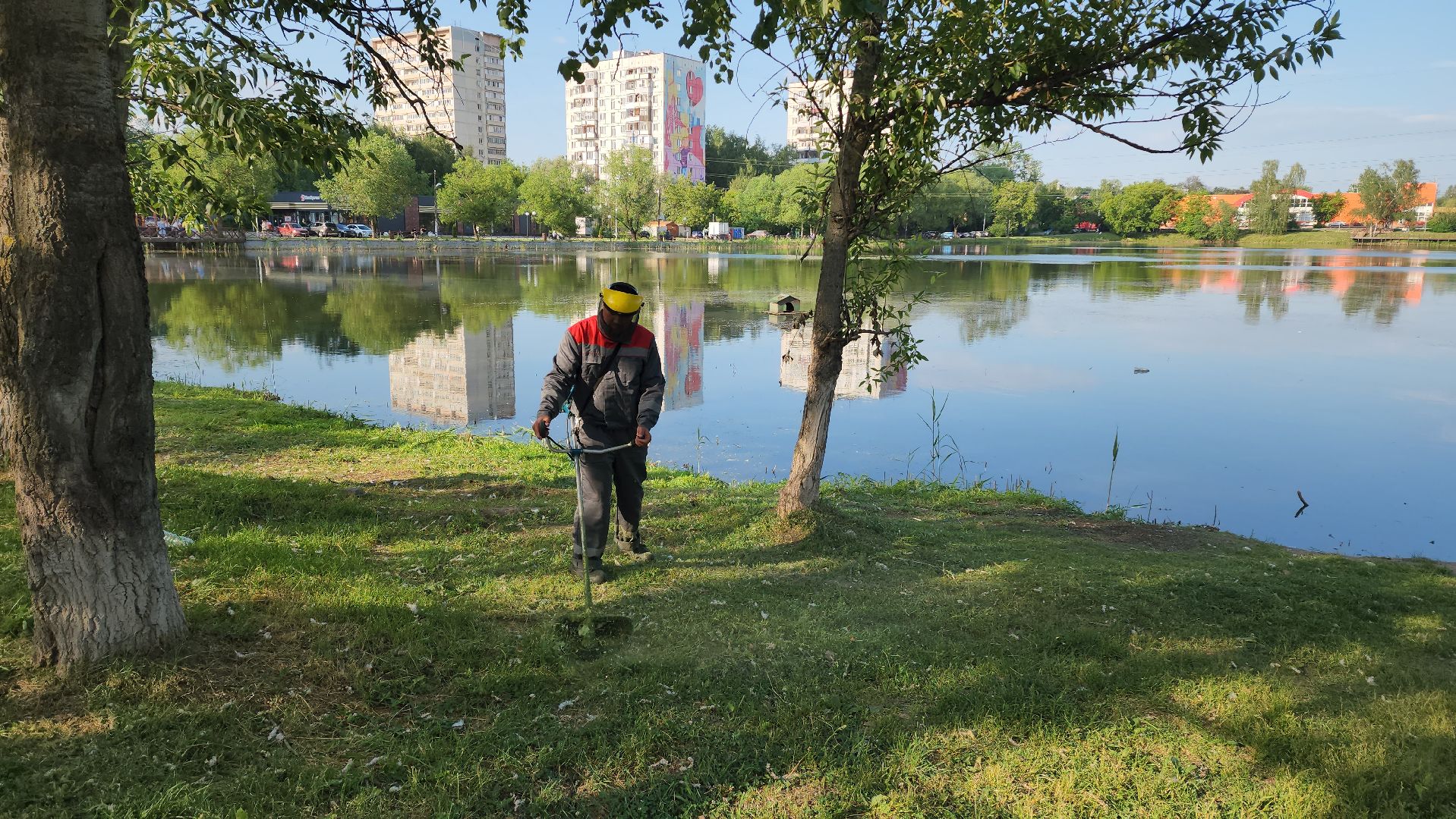 покос травы, Лобня, Благоустройство ,