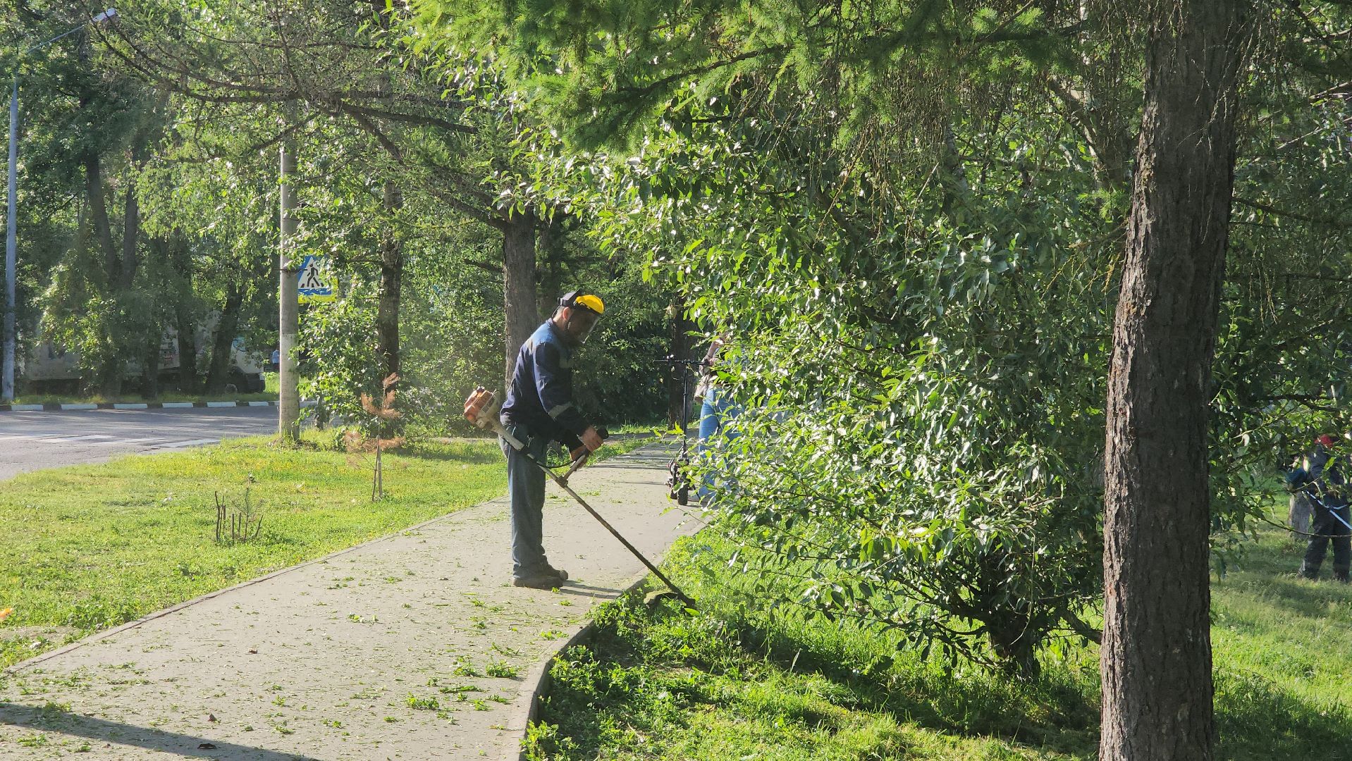 покос травы, Лобня, Благоустройство ,