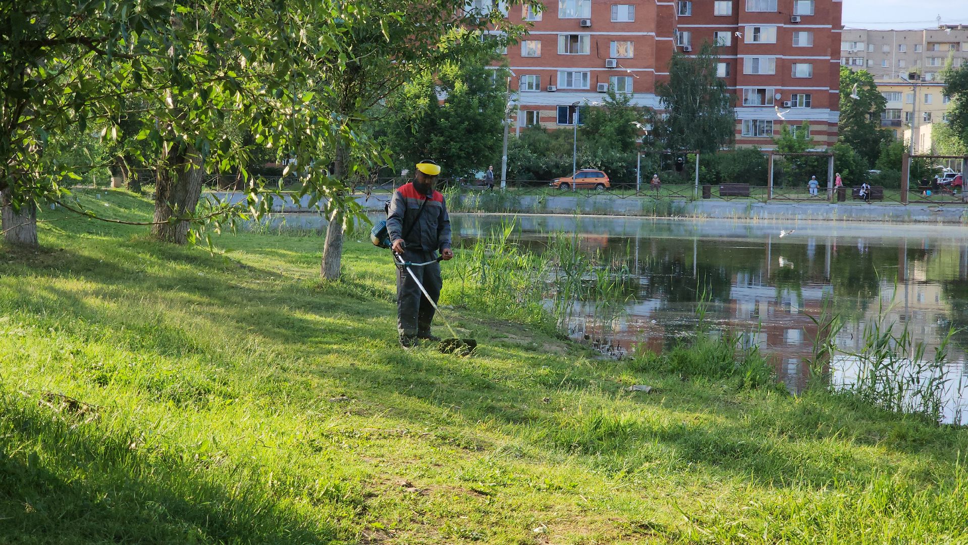 покос травы, Лобня, Благоустройство ,