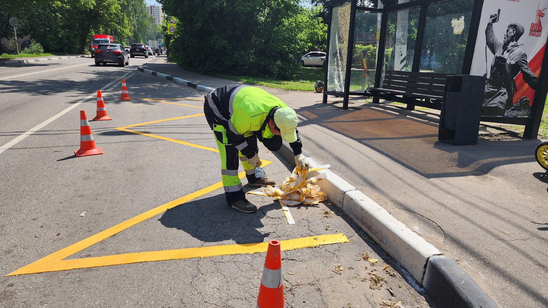 дороги, разметка, дорожная разметка, домодедово, подмосковье, автобусная остановка, общественный транспорт,