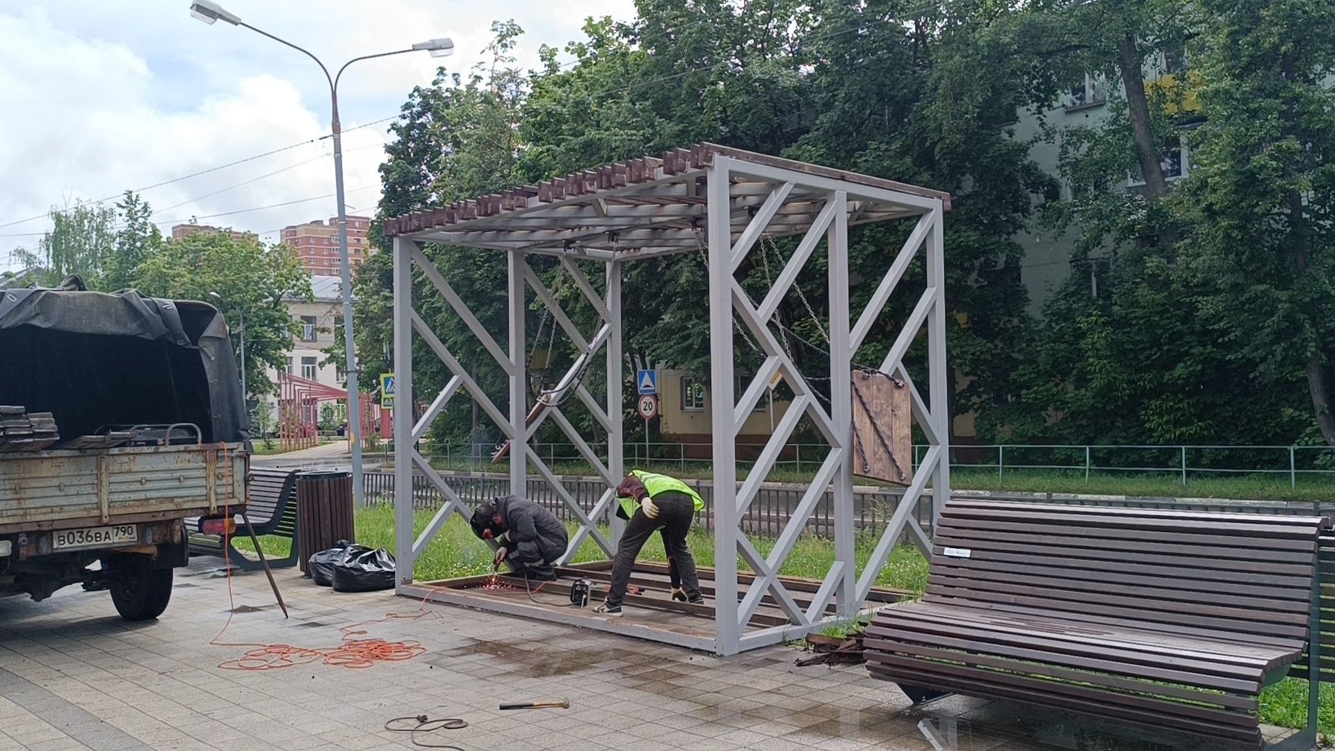 качели, благоустройство, лобня,