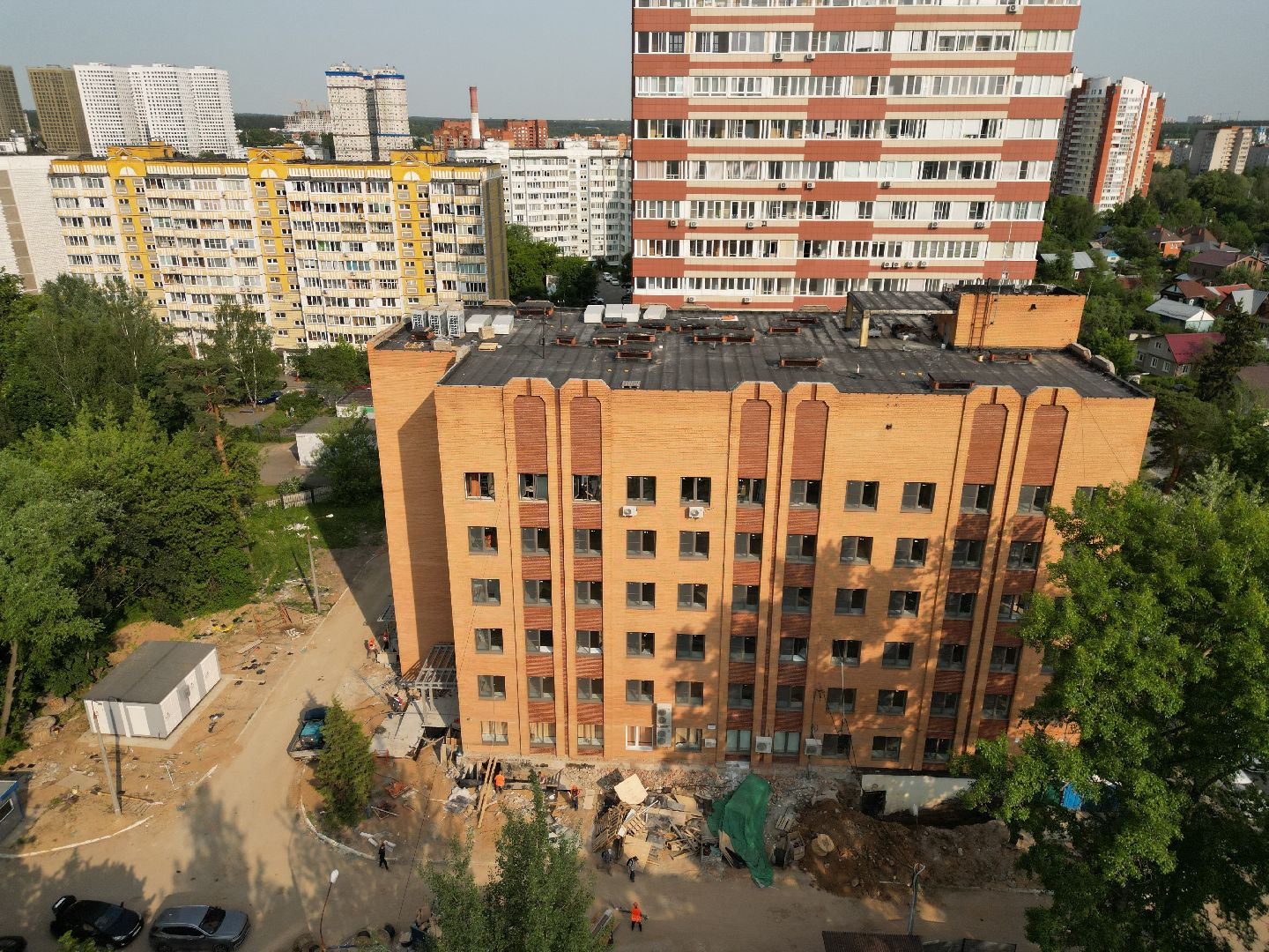 видео с коптера, поликлиника в пушкино, медицина в пушкино,