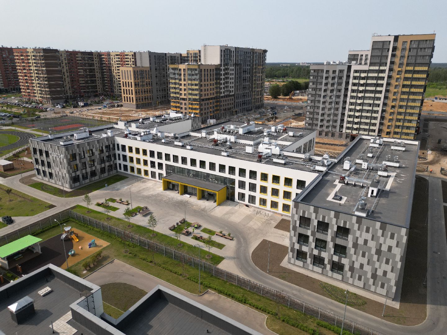 видео с коптера, новая школа в пушкино, жк новое пушкино,