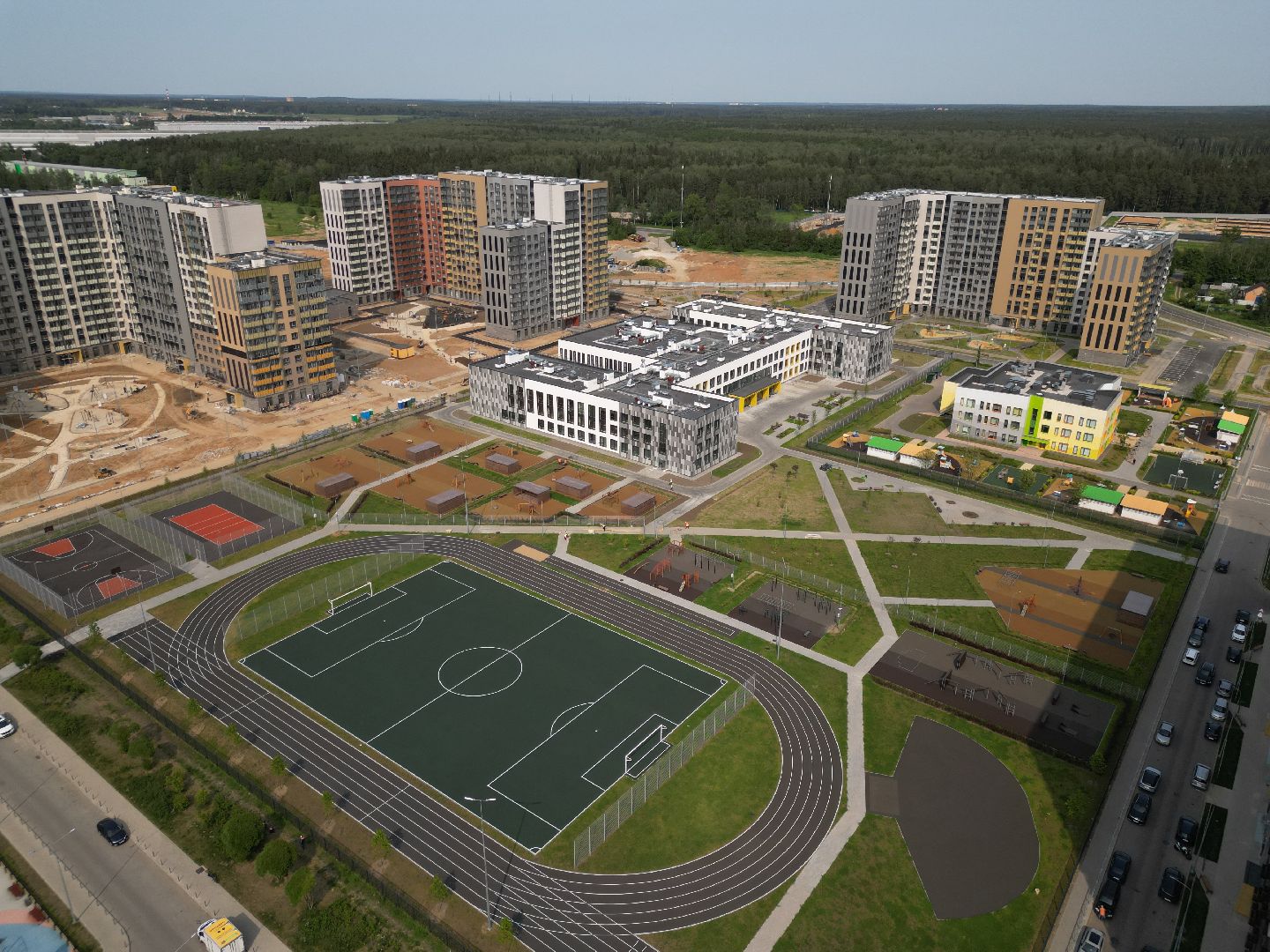 видео с коптера, новая школа в пушкино, жк новое пушкино,