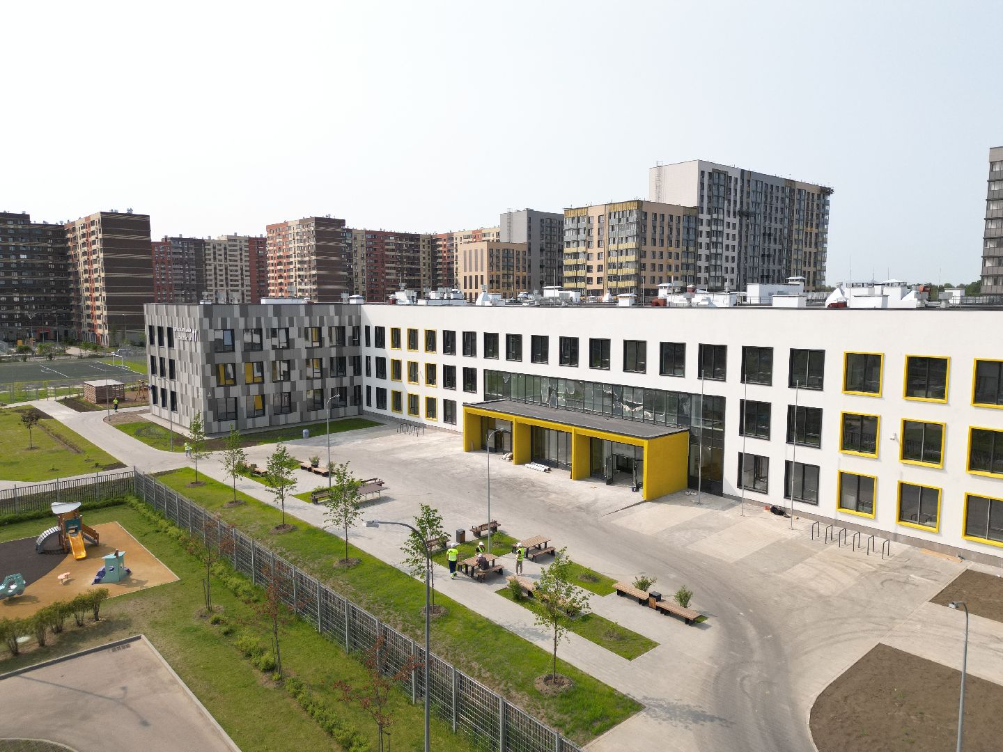 видео с коптера, новая школа в пушкино, жк новое пушкино,