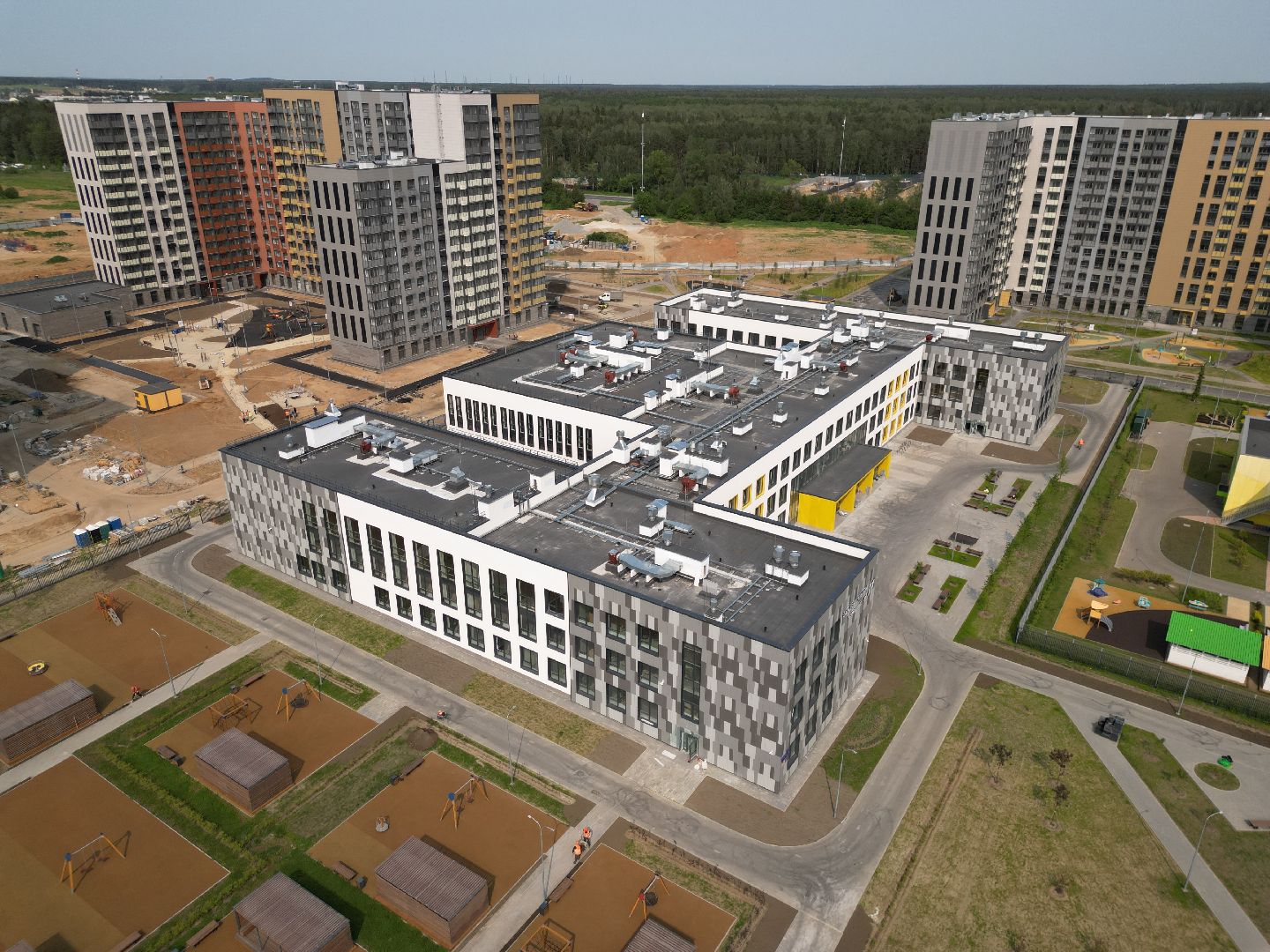 видео с коптера, новая школа в пушкино, жк новое пушкино,