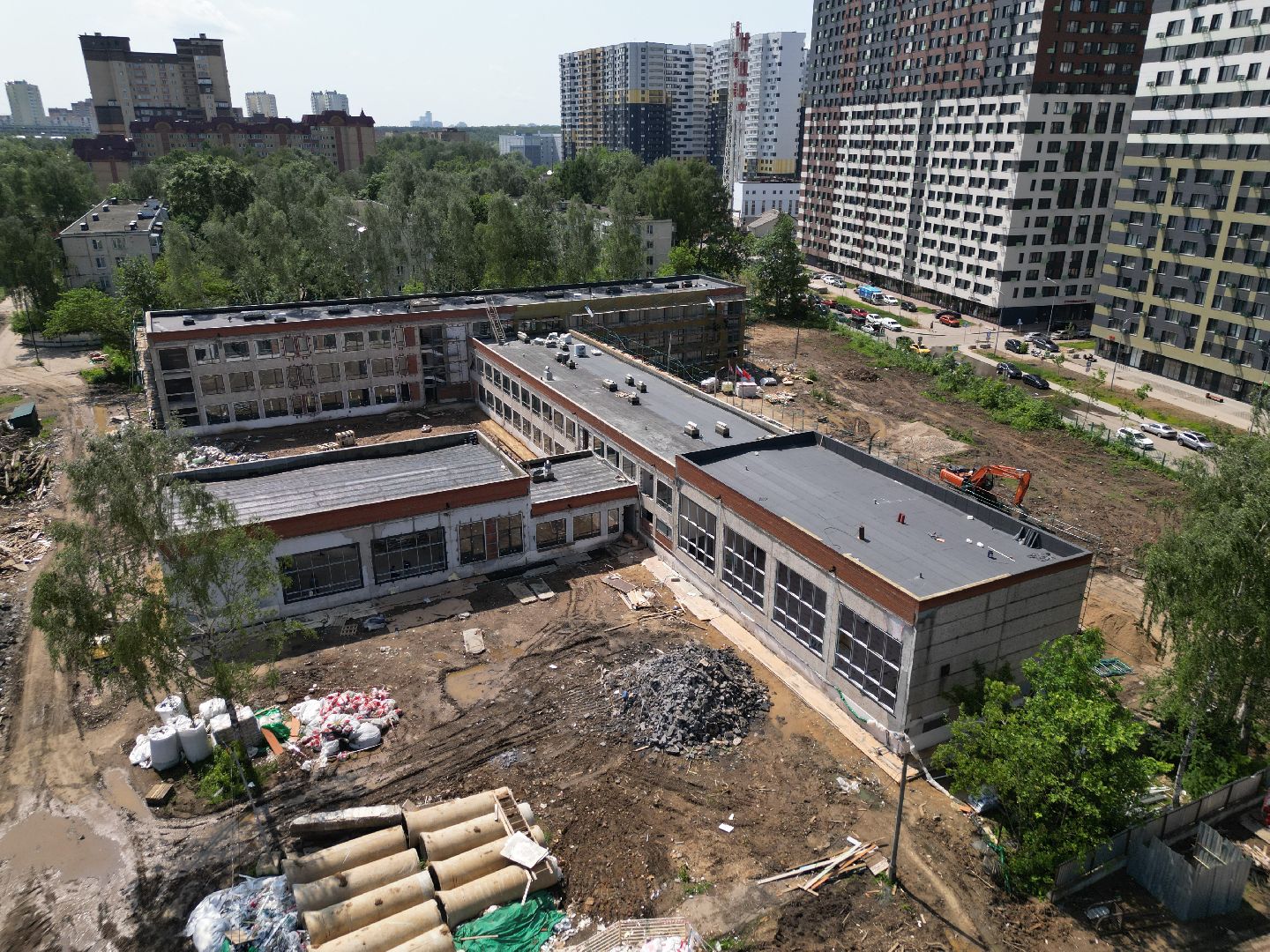 видео с коптера, школа 7 в долгопрудном, ремонт школы 7 долгопрудный,