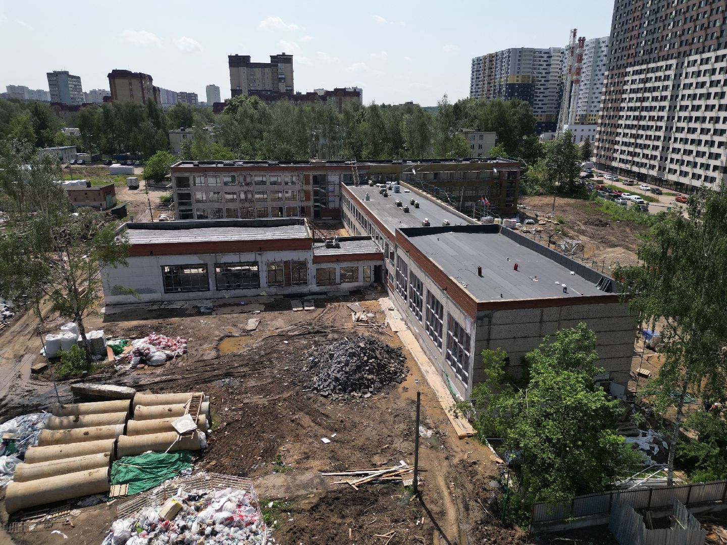 видео с коптера, школа 7 в долгопрудном, ремонт школы 7 долгопрудный,