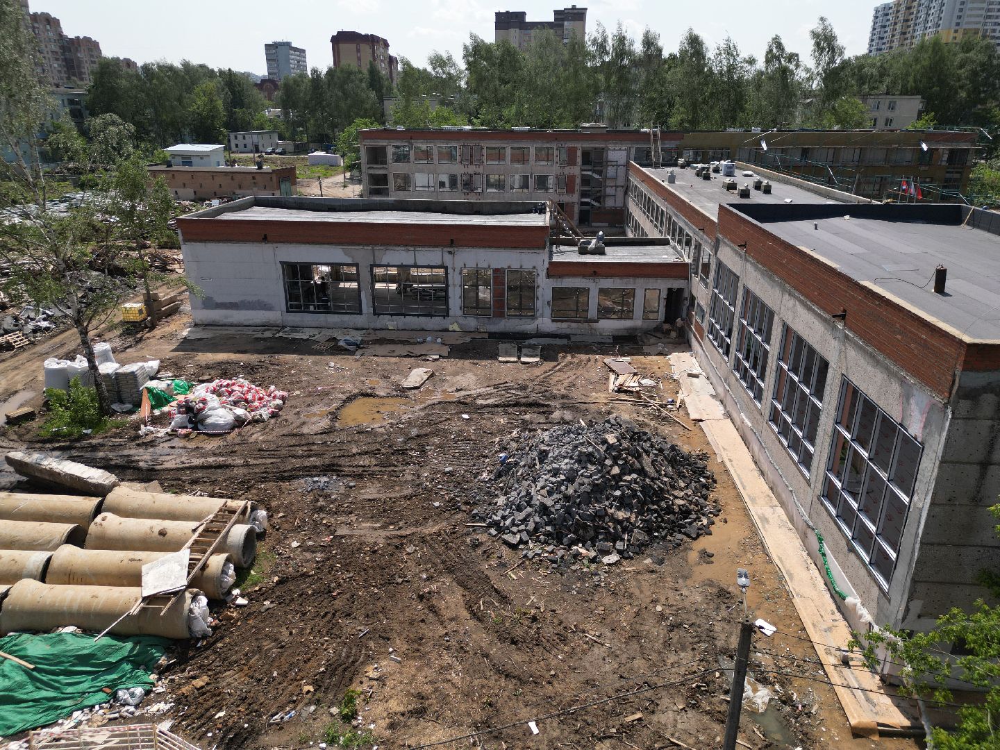 видео с коптера, школа 7 в долгопрудном, ремонт школы 7 долгопрудный,