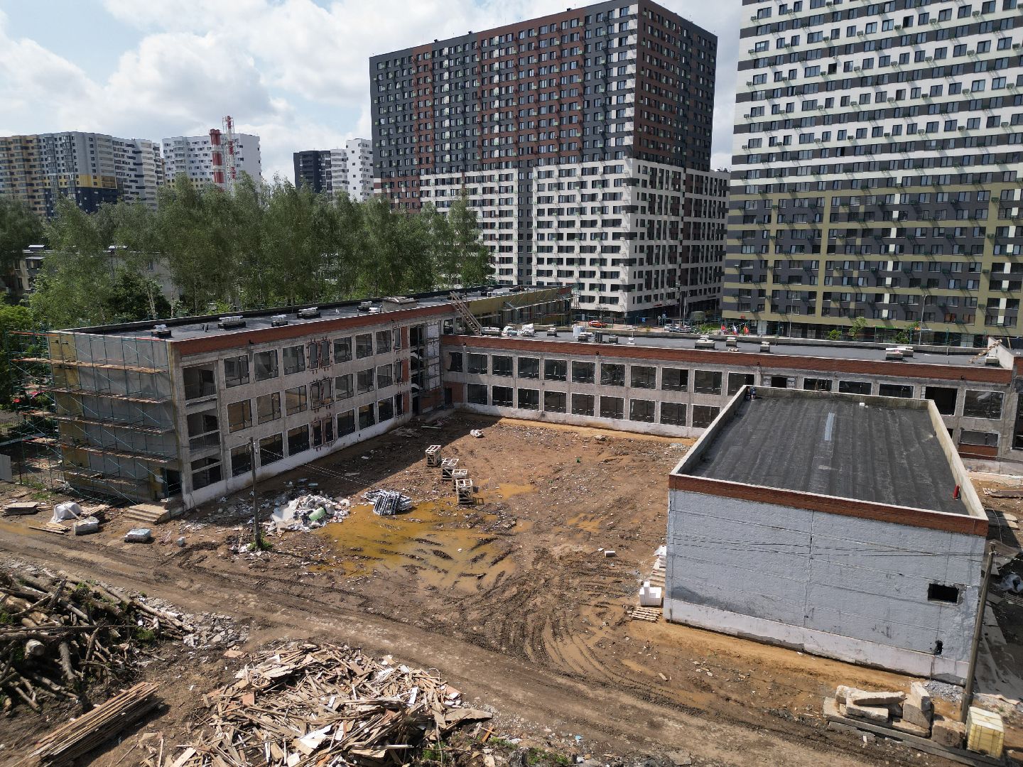 видео с коптера, школа 7 в долгопрудном, ремонт школы 7 долгопрудный,