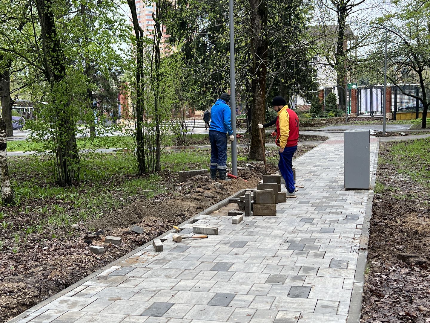Химки, парк Толстого, благоустройство, замена плитки, городская среда