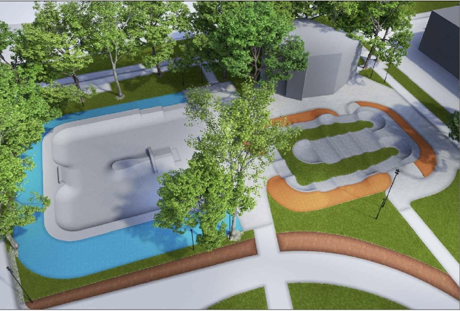 Центральный парк Пушкино , Благоустройство , скейт площадка,