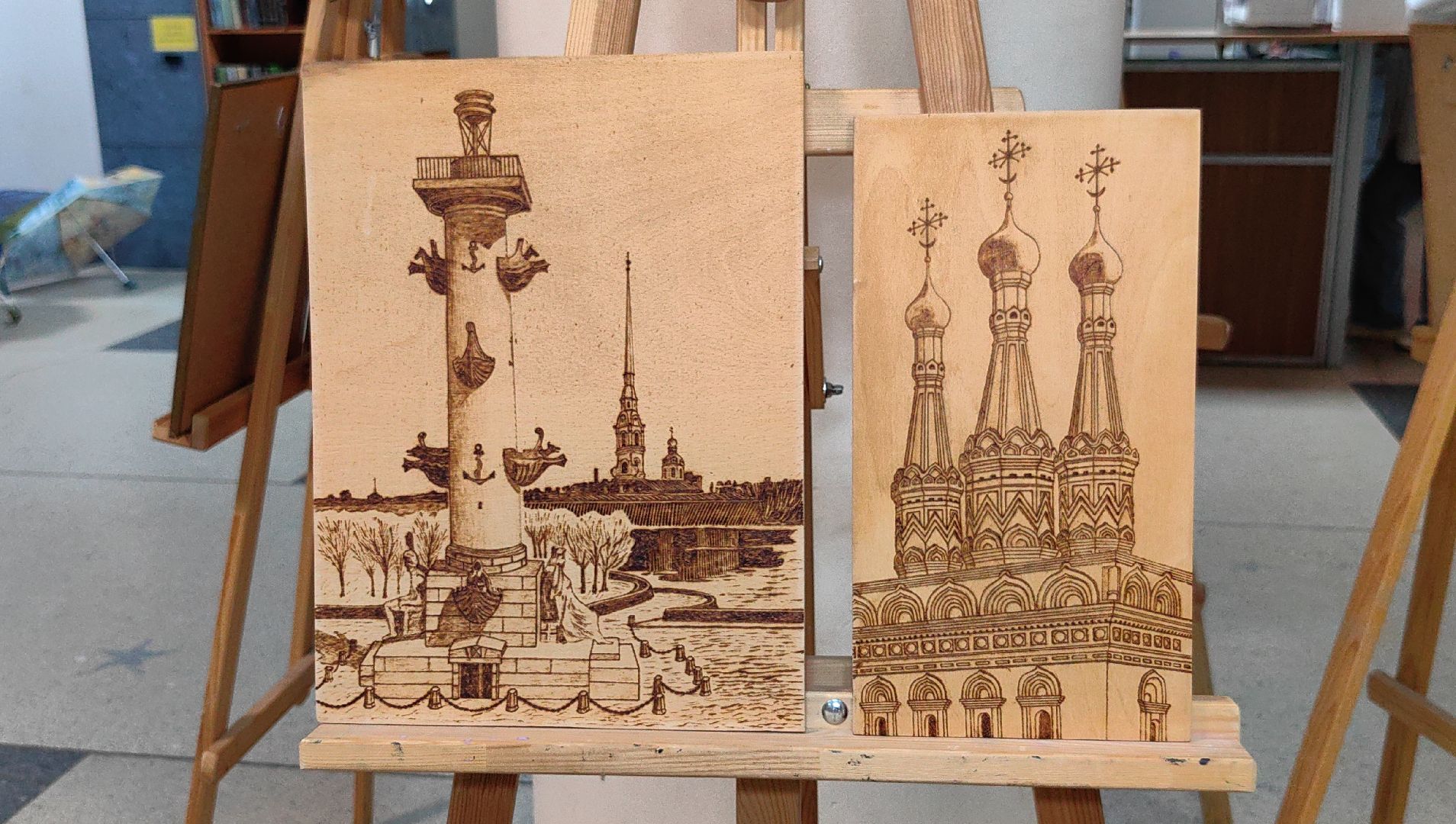 выставка, ретроспектива, дерево, выжигание, юбилей, медаль,