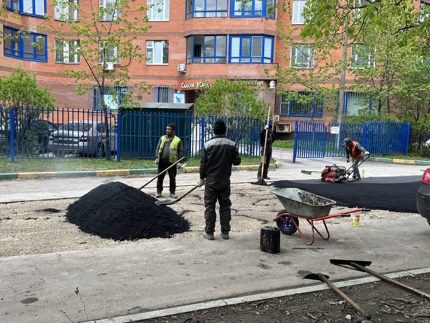 Химки, улица Строителей, ямочный ремонт, благоустройство