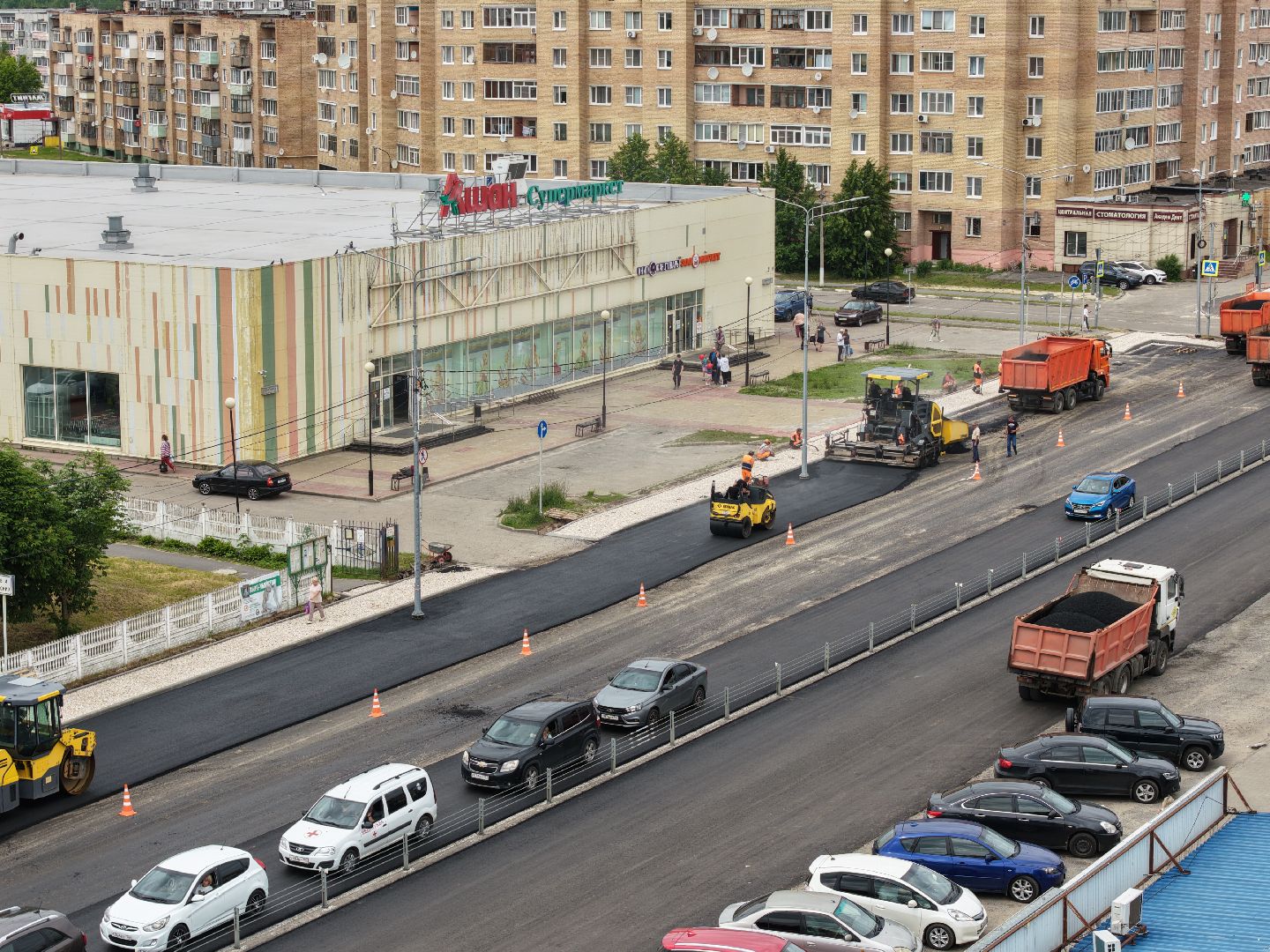 видео с коптера, капремонт проспекта Ильича, дороги в шатуре,