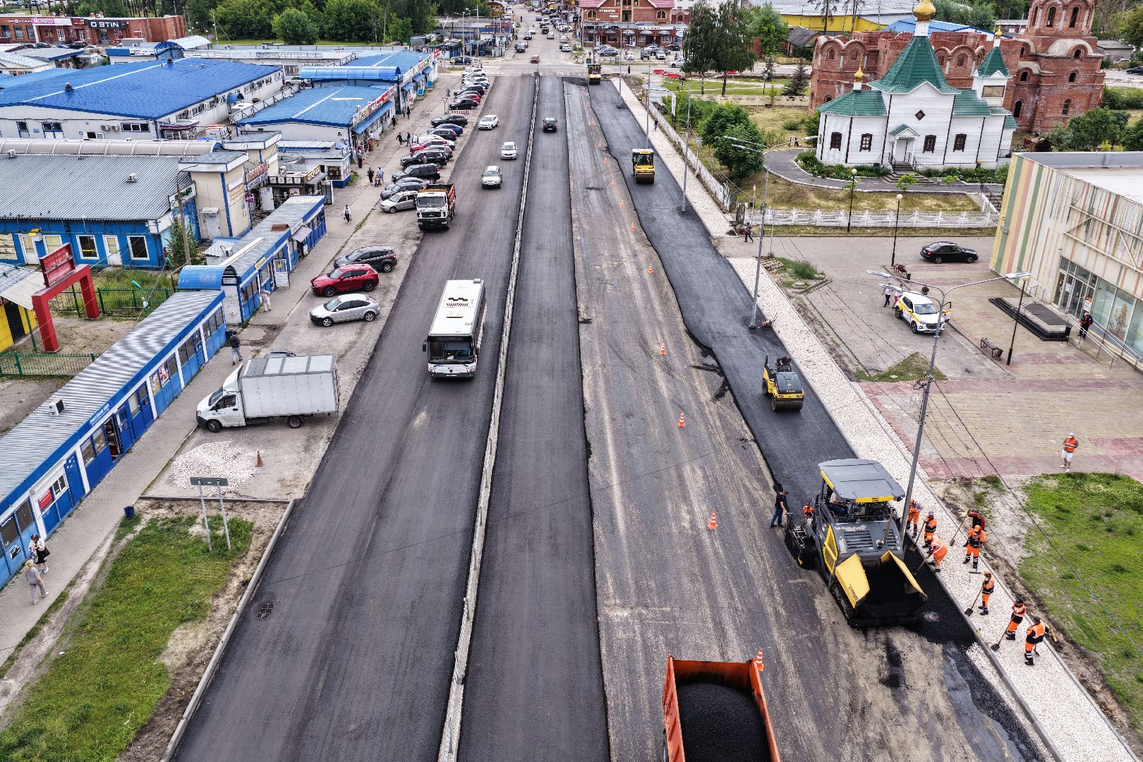 видео с коптера, капремонт проспекта Ильича, дороги в шатуре,