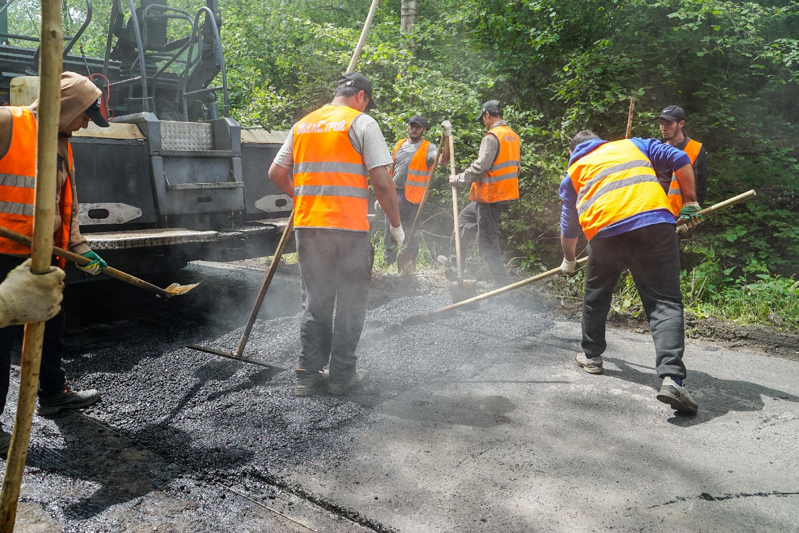 асфальт, укладка, дорога,