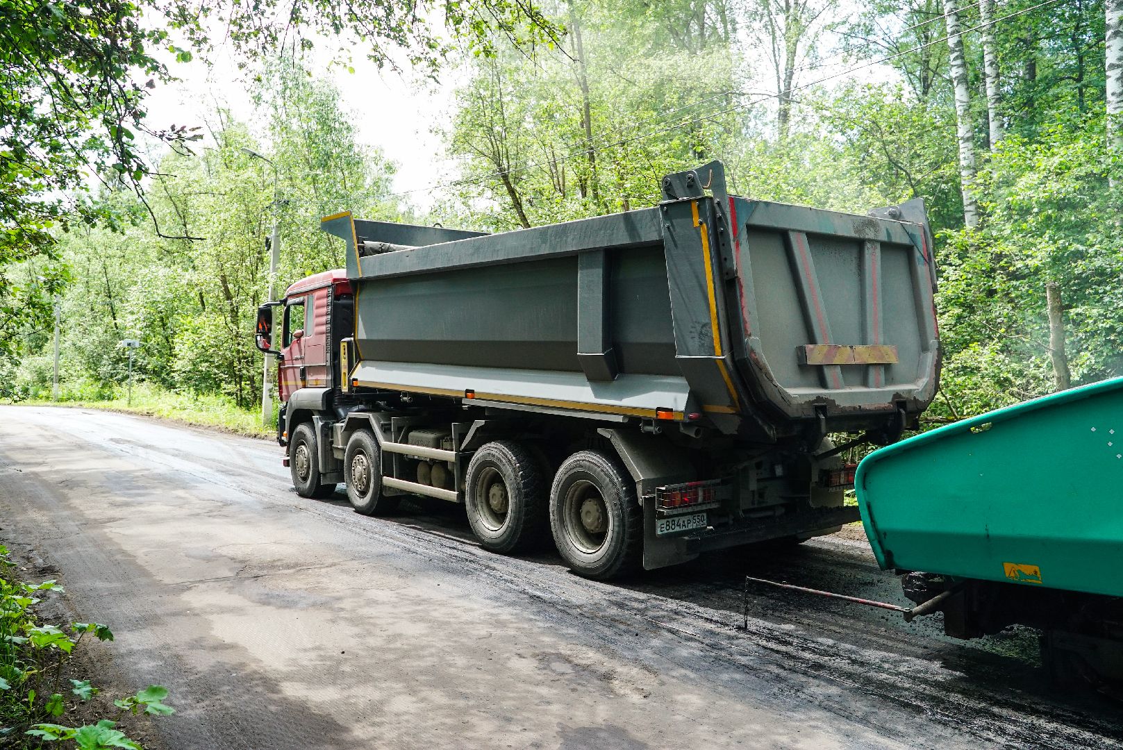 асфальт, укладка, дорога,