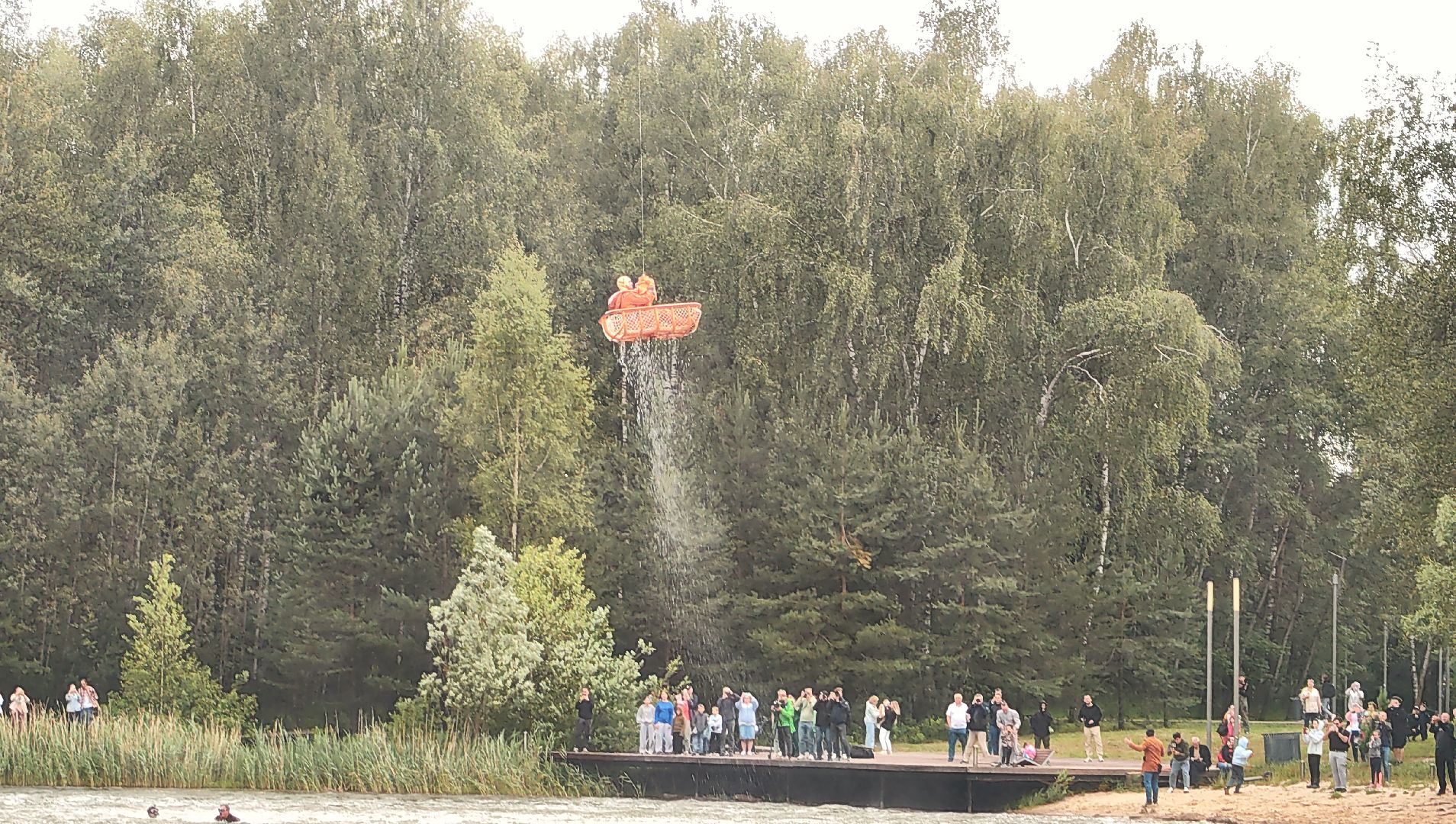 эвакуация,  вертолет, озеро, вода, космонавт, тренировка,