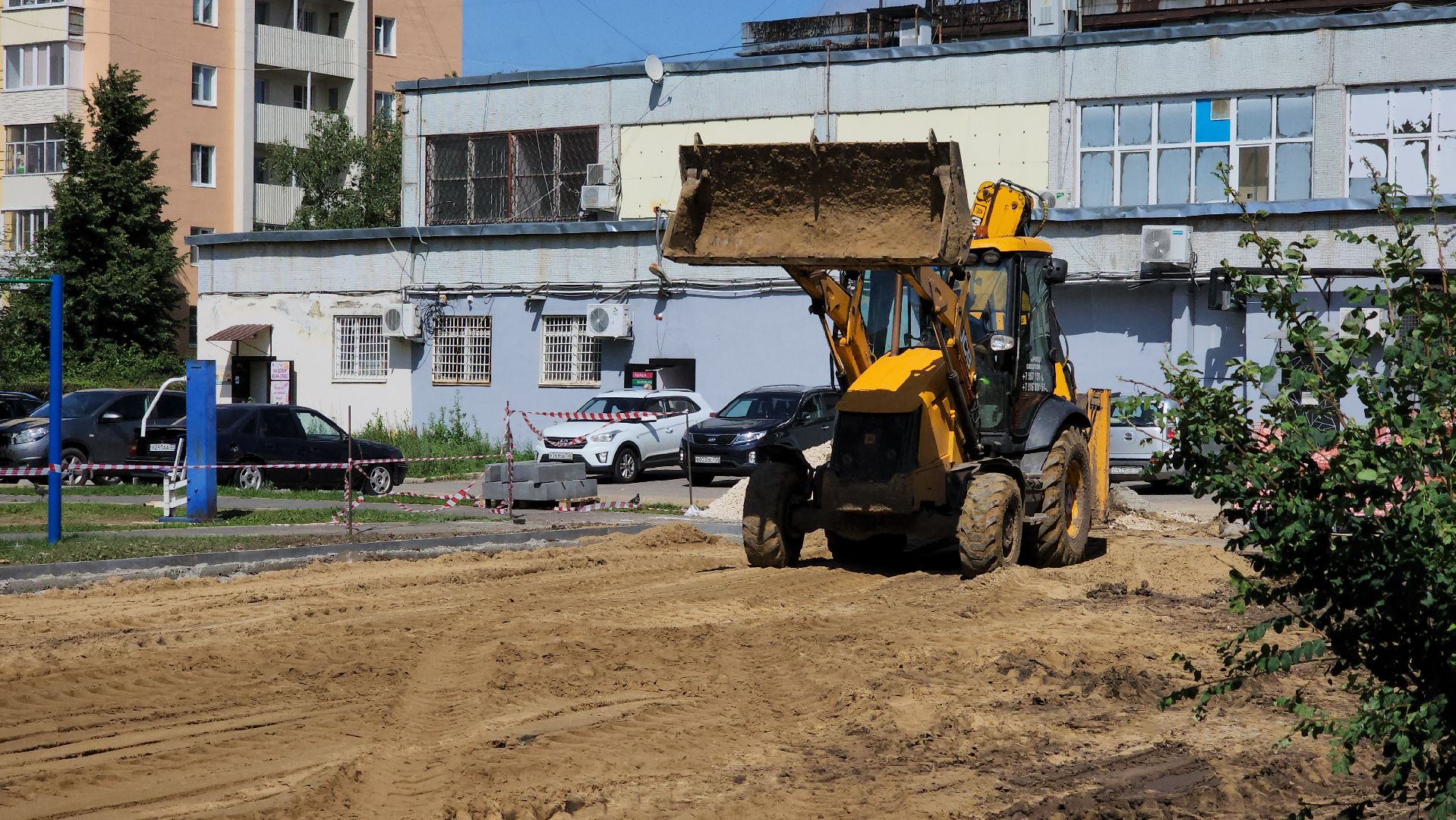 кашира, детская  площадка, игровой комплекс, благоустройство, земляные работы, бортовой камень, фундамент,