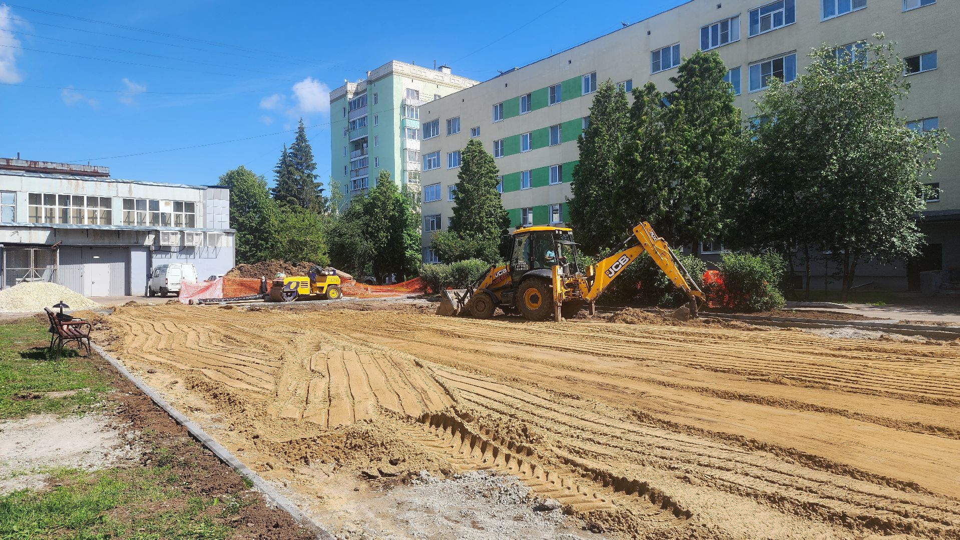 кашира, детская  площадка, игровой комплекс, благоустройство, земляные работы, бортовой камень, фундамент,