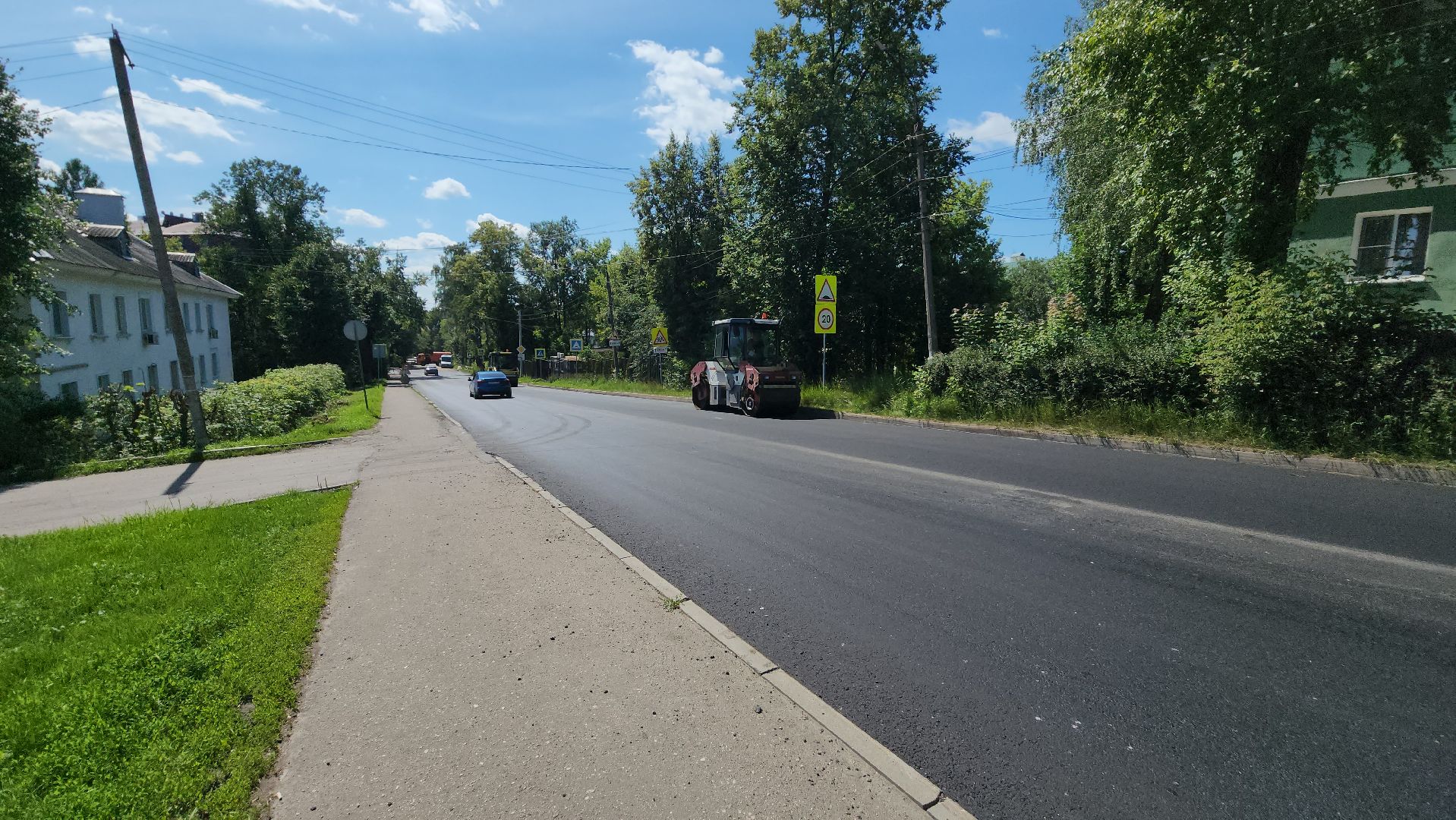 серпухов, улица химиков, укладка нового асфальта, дорожные работы,