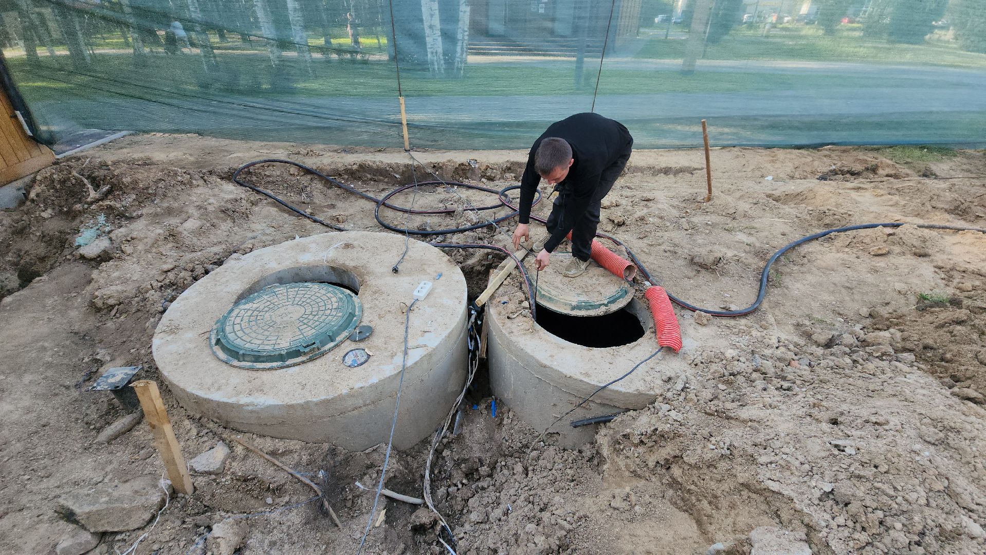 Павильон кафе , Канализация , Лобня , Парк,