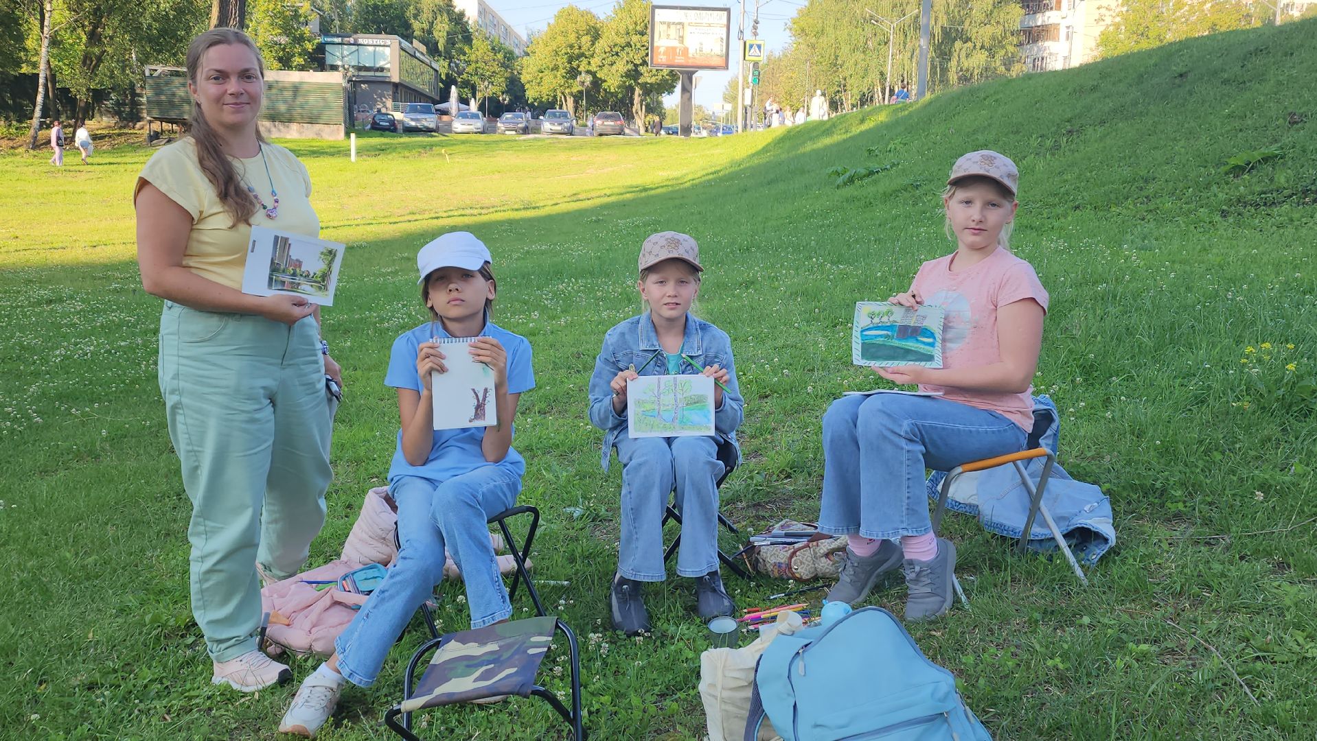 вертикалки, пушкино, пленэр, река, серебрянка,художница, центральная библиотека,мастер-класс,пейзаж,рисование,летний досуг,
