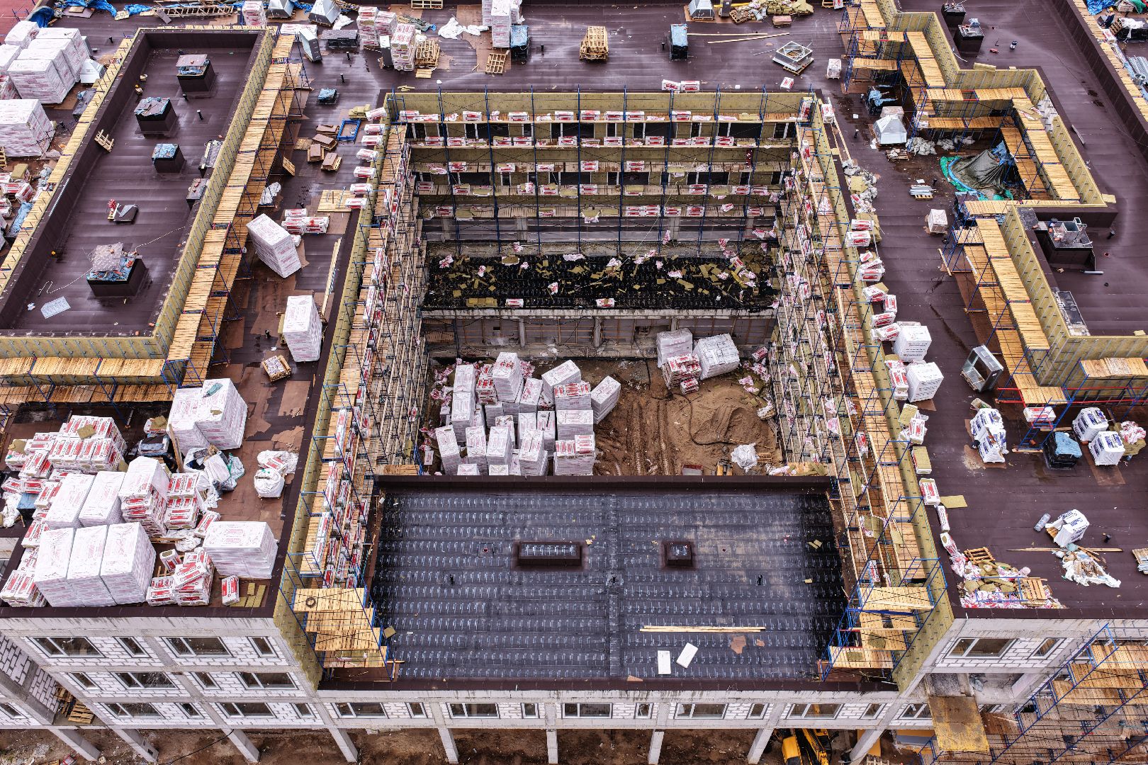 видео с коптера, пристройка к Немчиновскому лицею, лицей в одинцове