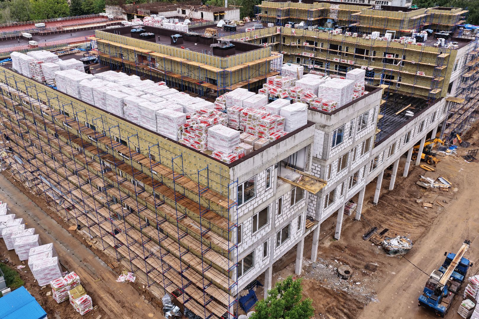 видео с коптера, пристройка к Немчиновскому лицею, лицей в одинцове