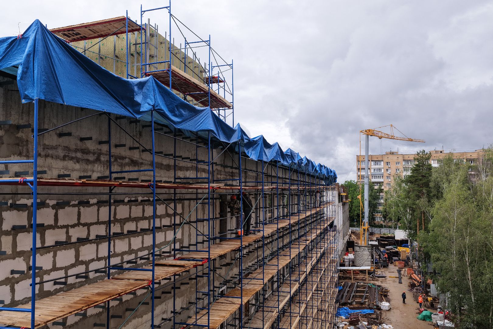 видео с коптера, пристройка к Немчиновскому лицею, лицей в одинцове