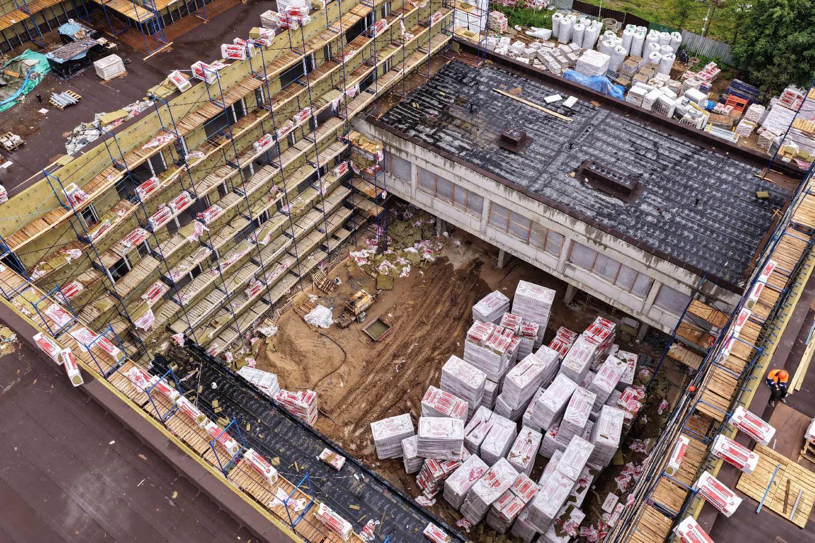 видео с коптера, пристройка к Немчиновскому лицею, лицей в одинцове