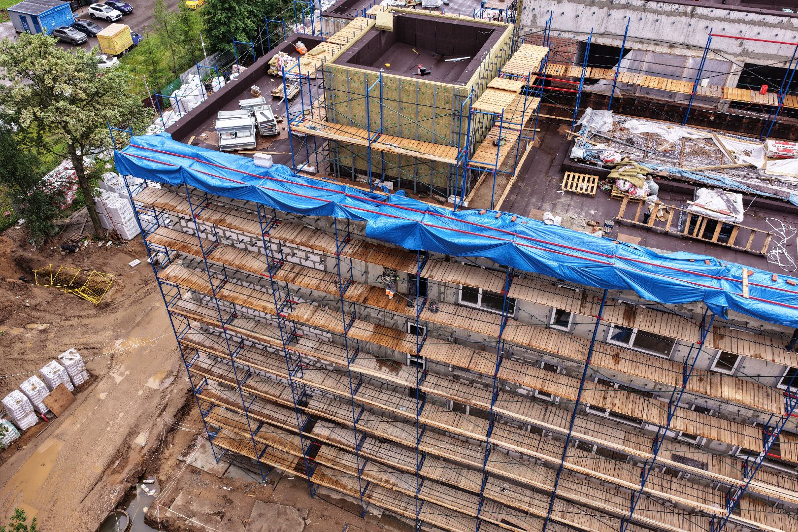 видео с коптера, пристройка к Немчиновскому лицею, лицей в одинцове