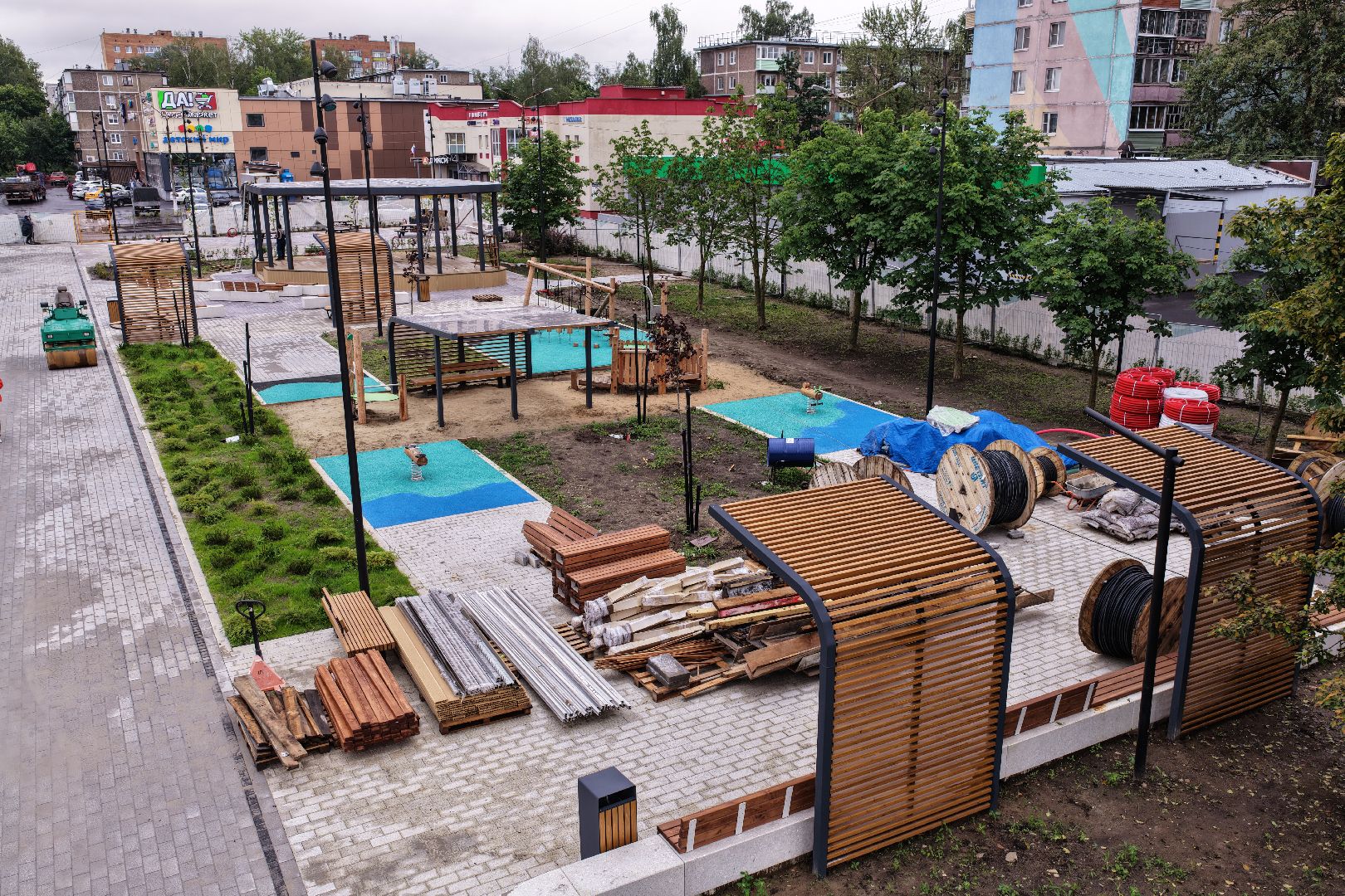 видео с коптера, Сквер 60 лет Победы в Егорьевске, благоустройство в егорьевске,