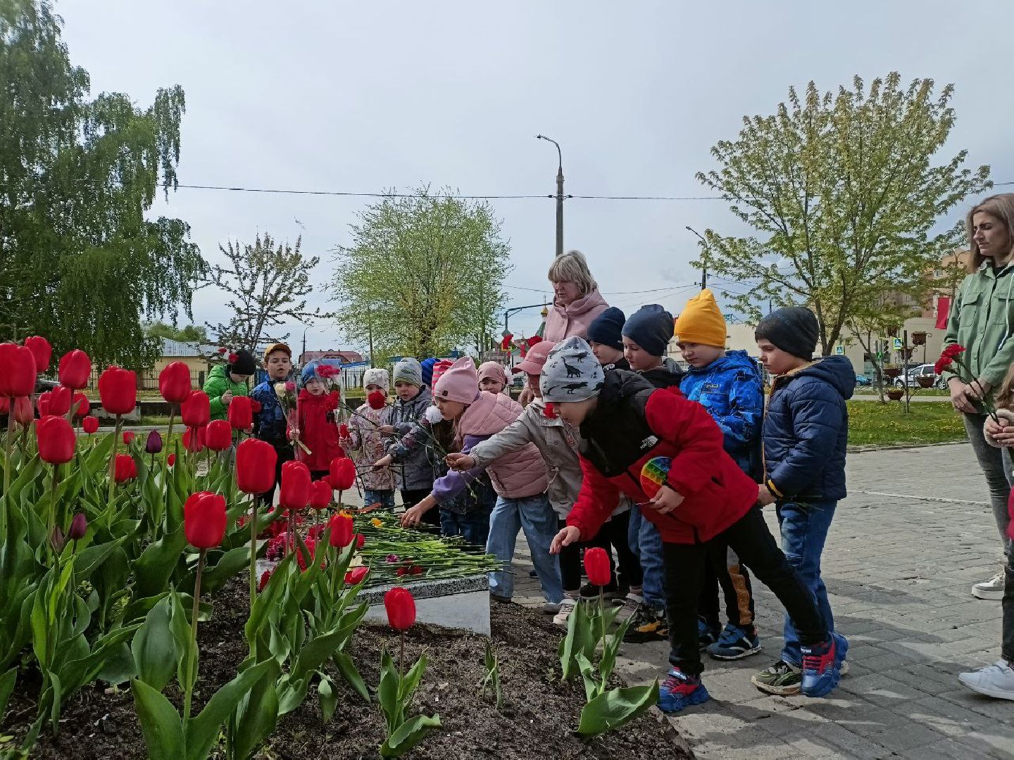 Шатура, маршал Борзова, Центральная Библиотека. День Победы. возложение цветов.