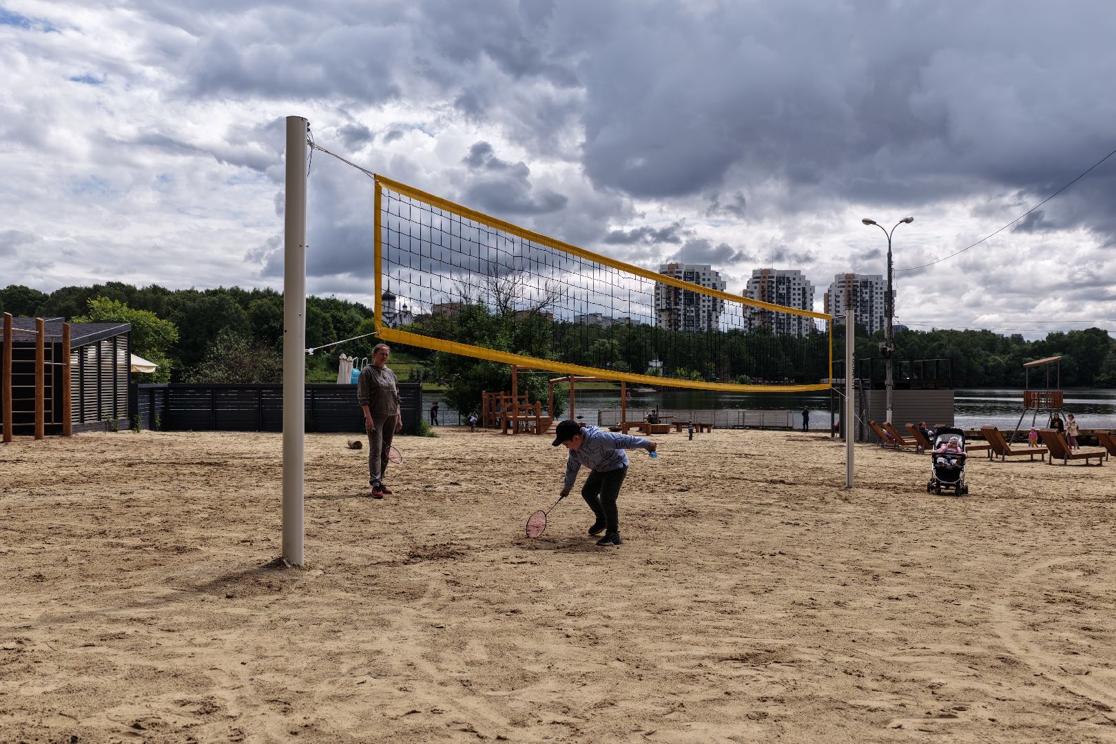 видео с коптера, пляжная зона в химках, парк имени льва толстого, лето в подмосковье,