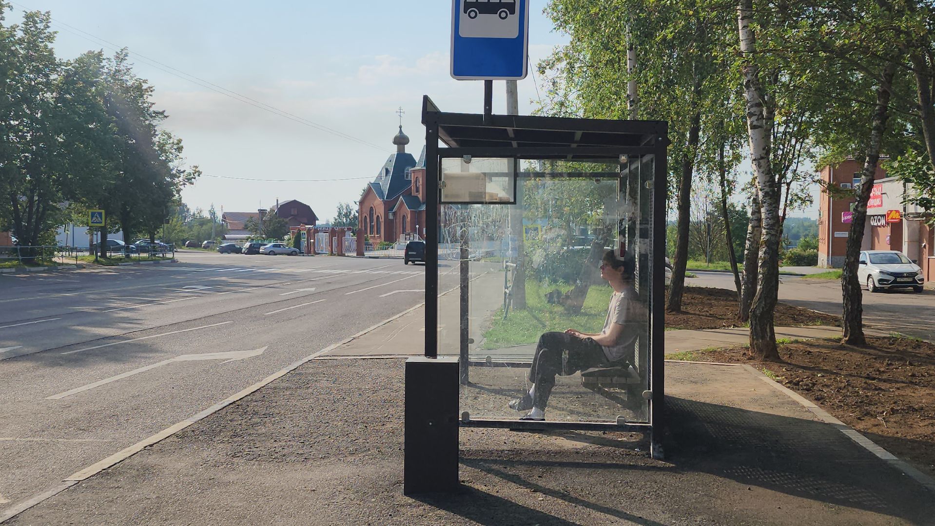 луховицы, общественный транспорт, новый остановочный павильон,