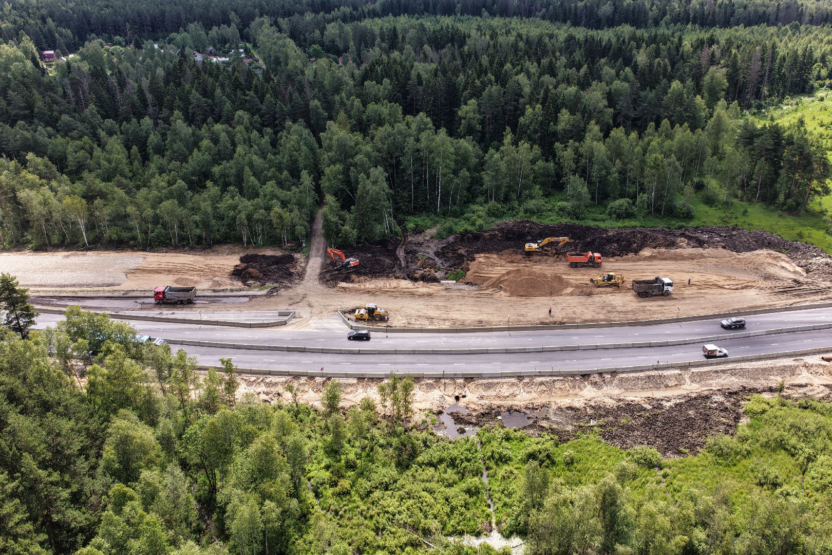 видео с коптера, расширение м-1, дороги подмосковья, реконструкция м-1,