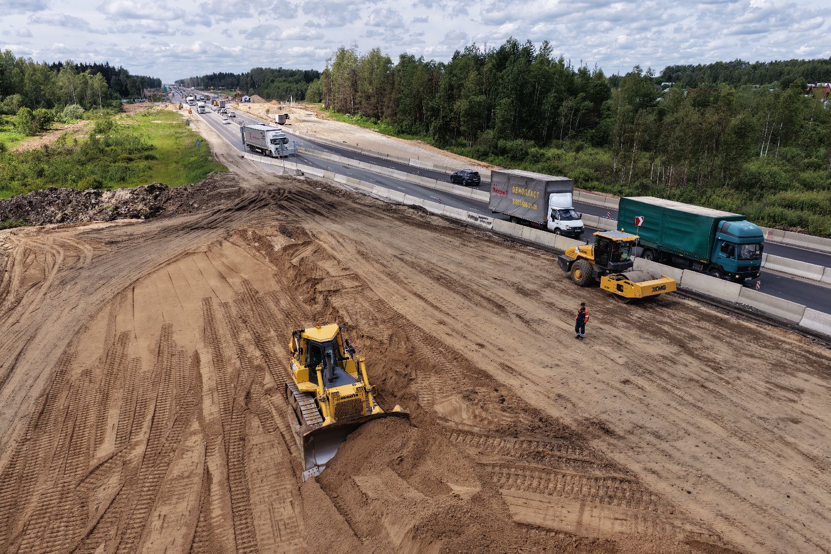 видео с коптера, расширение м-1, дороги подмосковья, реконструкция м-1,