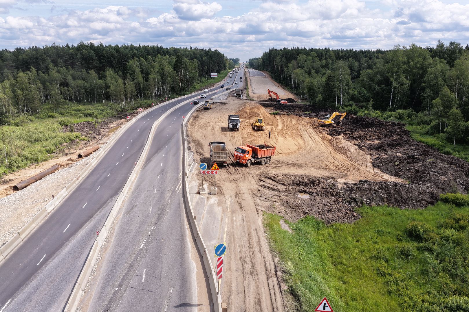 видео с коптера, расширение м-1, дороги подмосковья, реконструкция м-1,