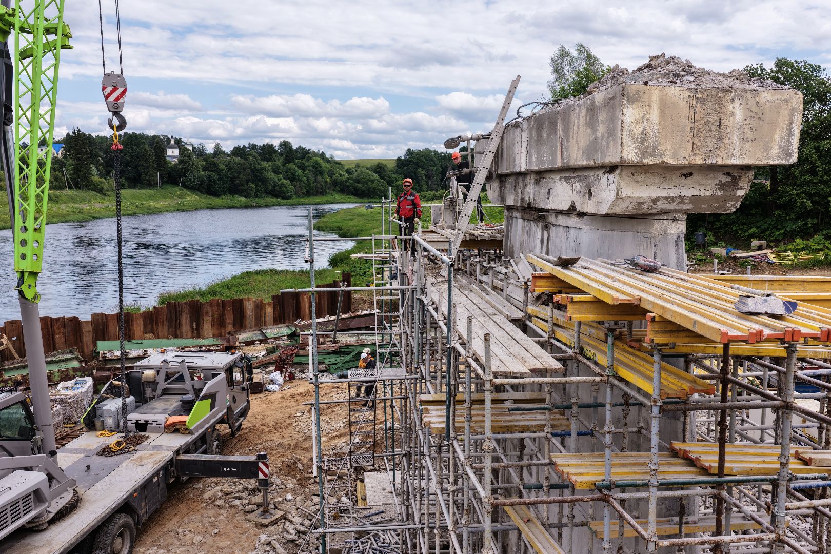 видео с коптера, мост через москву-реку, новый мост в рузе,