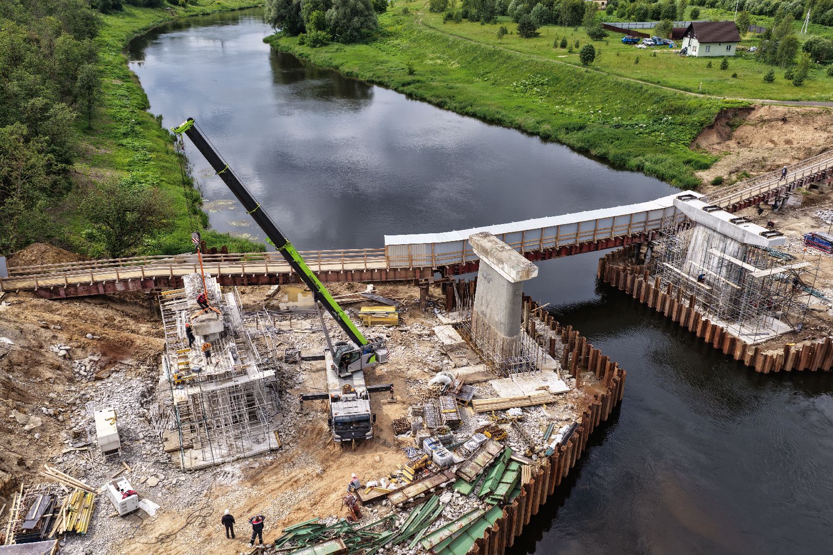 видео с коптера, мост через москву-реку, новый мост в рузе,