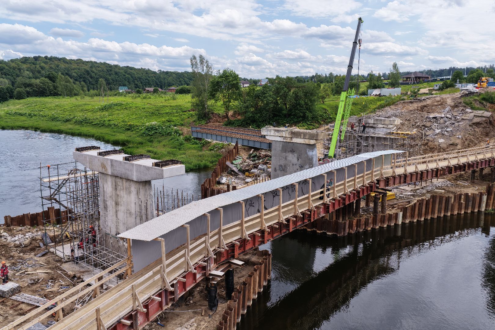 видео с коптера, мост через москву-реку, новый мост в рузе,