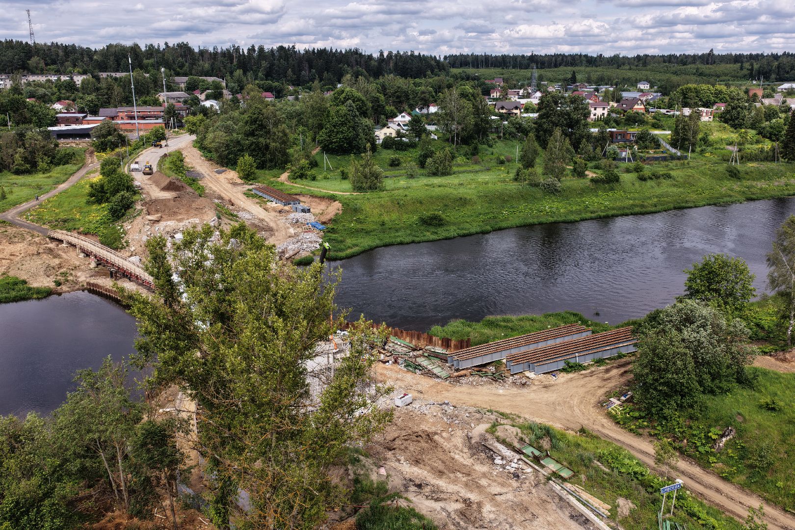 видео с коптера, мост через москву-реку, новый мост в рузе,