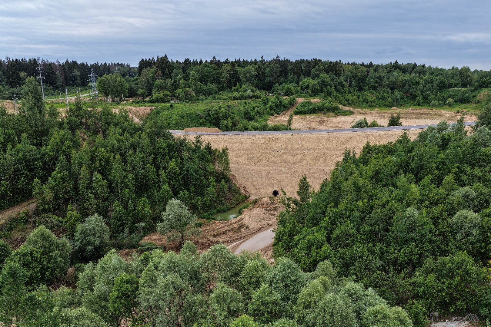 видео с коптера, объездная дорога в тучково, дороги подмосковья,