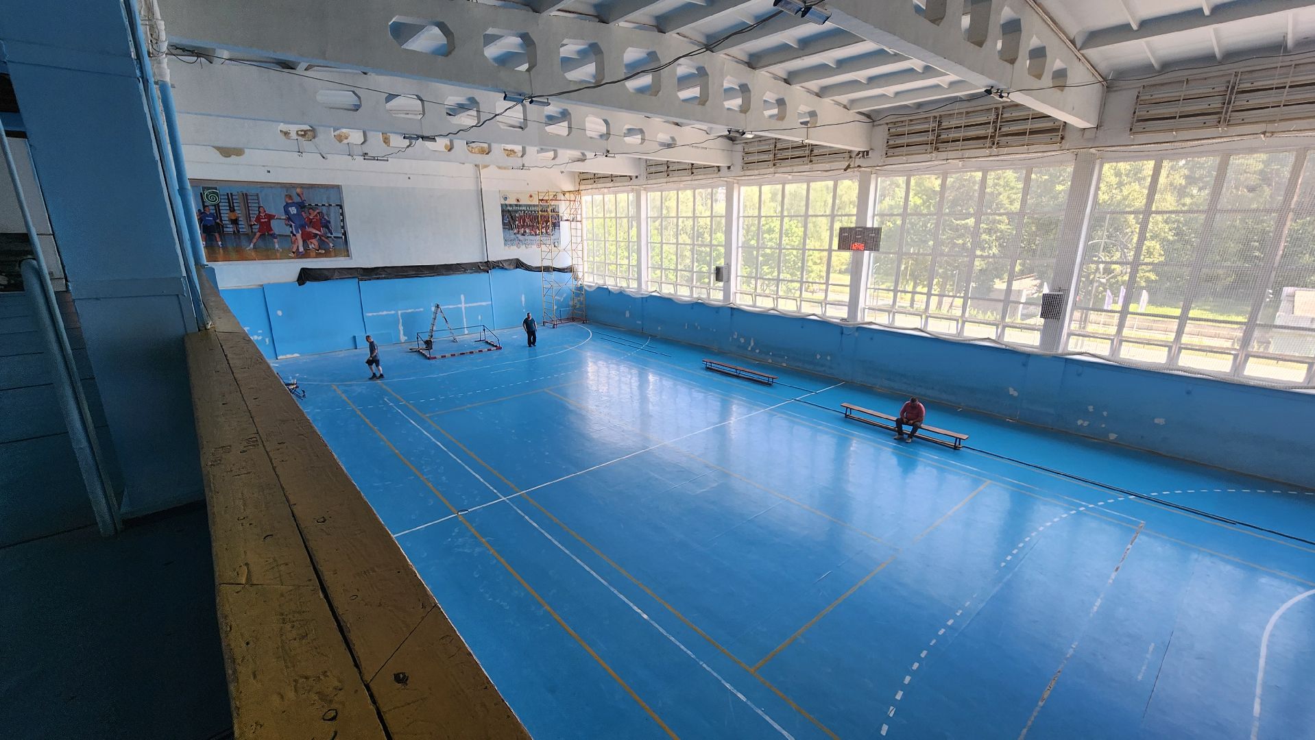 ремонт спортивного зала, спортивная школа протвино, гандбол,